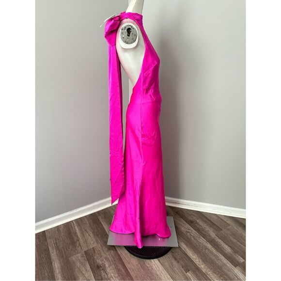 MISHA COLLECTION Evianna Halter Neck Satin Trumpet Gown - Picture 8 of 12